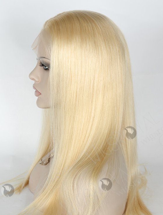 Cuticle Aligned European Raw Human Hair Wigs Blonde Color Silk Top Full Lace Wig WR-ST-049-7748