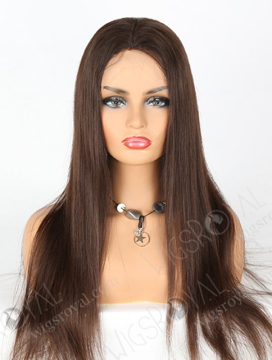 Long Straight Human Hair Natural Color Mimic Human Scalp Parting Full Lace Wig WR-ST-048-7738