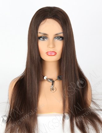 Long Straight Human Hair Natural Color Mimic Human Scalp Parting Full Lace Wig WR-ST-048