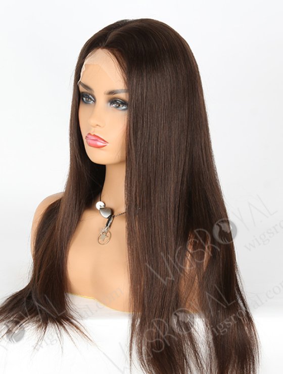 Long Straight Human Hair Natural Color Mimic Human Scalp Parting Full Lace Wig WR-ST-048-7740