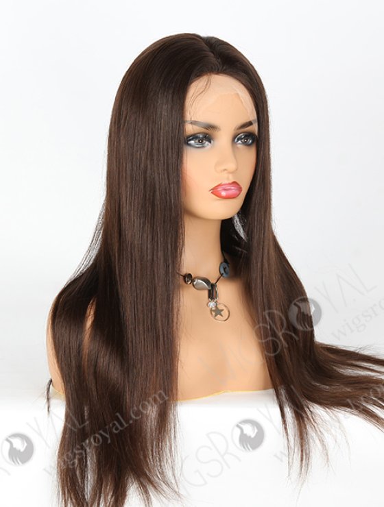 Long Straight Human Hair Natural Color Mimic Human Scalp Parting Full Lace Wig WR-ST-048-7741