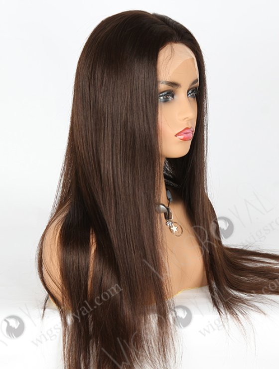 Long Straight Human Hair Natural Color Mimic Human Scalp Parting Full Lace Wig WR-ST-048-7743
