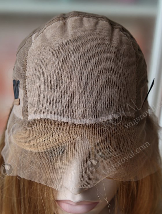 Light Brown Color European Virgin Bouncy Curl Human Hair Silk Top Full Lace Wigs WR-ST-040-8500