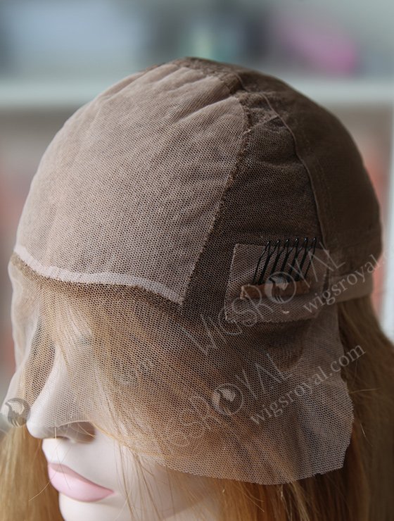 Light Brown Color European Virgin Bouncy Curl Human Hair Silk Top Full Lace Wigs WR-ST-040-8501