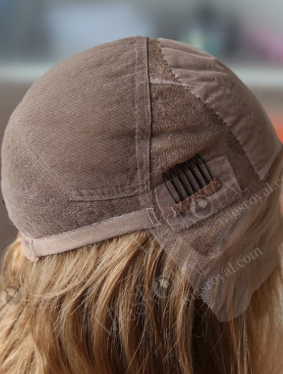 Light Brown Color European Virgin Bouncy Curl Human Hair Silk Top Full Lace Wigs WR-ST-040-8503