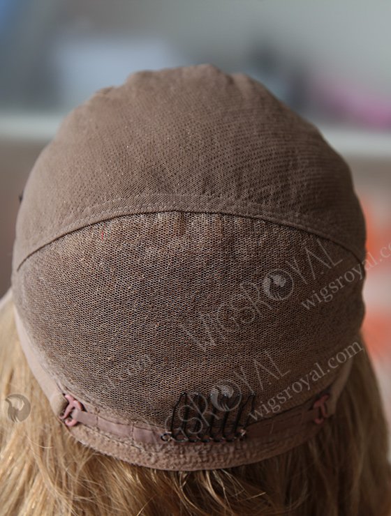 Light Brown Color European Virgin Bouncy Curl Human Hair Silk Top Full Lace Wigs WR-ST-040-8502