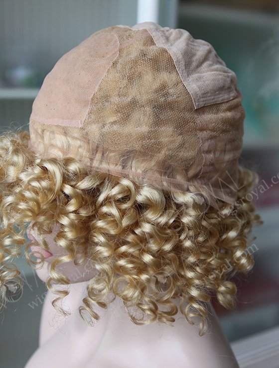 Pixie Cut Short Style Curly Human Hair Blonde Color Full Lace Wig WR-ST-036-8481