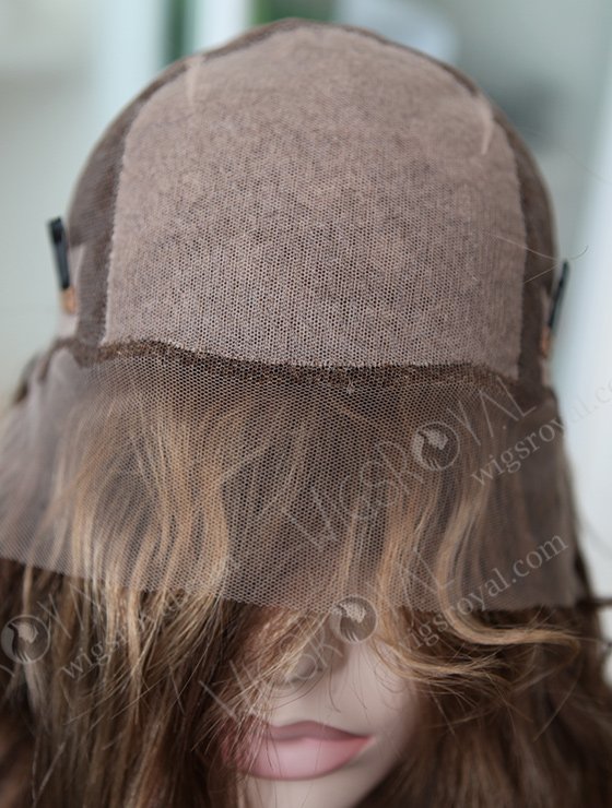 Brown Color Wavy European Virgin Human Hair Silk Top Full Lace Wigs For Hair Loss WR-ST-030-8463