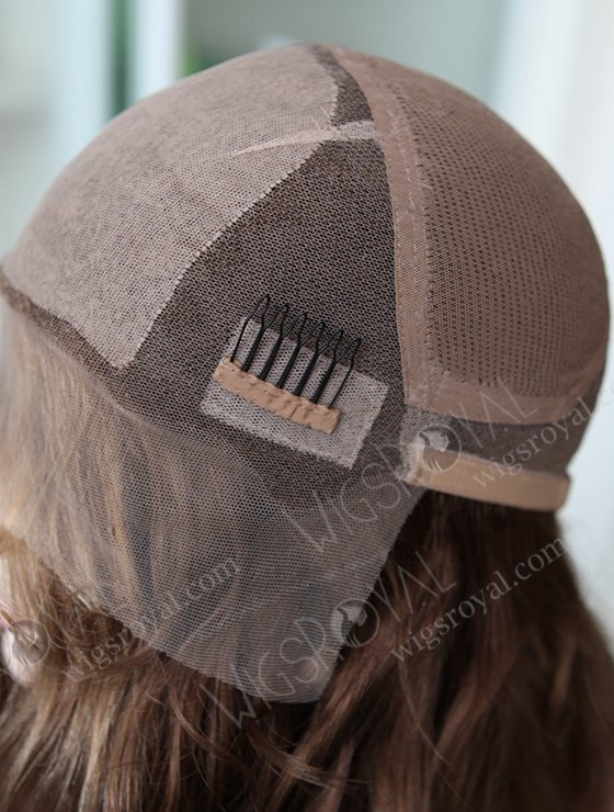 Brown Color Wavy European Virgin Human Hair Silk Top Full Lace Wigs For Hair Loss WR-ST-030-8462