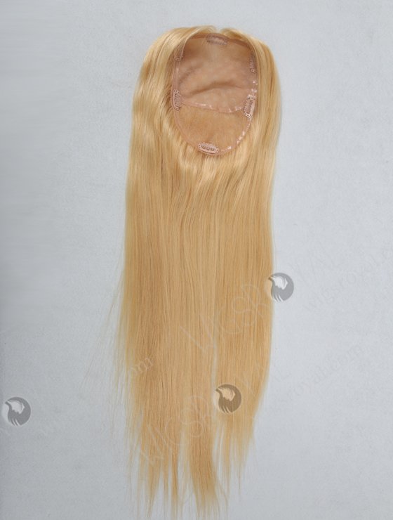 Highlight Blonde Virgin European Hair Silk Base Topper With Lace Behind For Women WR-TC-010-9126