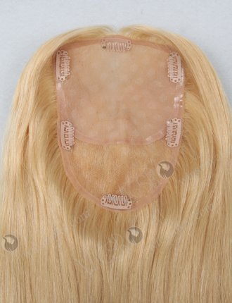 Highlight Blonde Virgin European Hair Silk Base Topper With Lace Behind For Women WR-TC-010