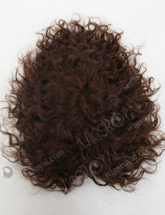 Men's Toupee Brazilian Human Hair Lace With PU Perimeter Brown Curly Hair Pieces WR-TC-016