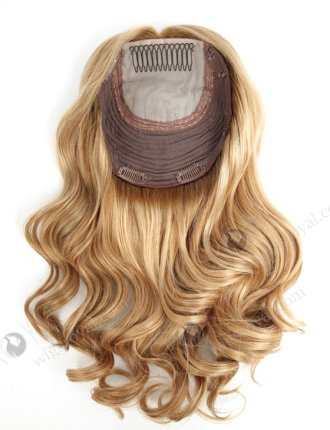 European Virgin Hair 16" One Length Bouncy Curl T8/16/24# with 8# Highlights 7"×7" Silk Top Weft Topper WR-TC-036
