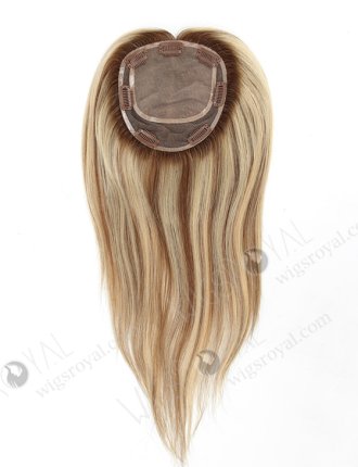 Brown Blonde Highlights Rooted Various Colors Clip On Human Hair Toppers for Women WR-TC-048