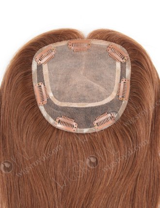 Golden Brown Highlight Color Silk Base Topper Clip In Hair Piece For Thinning Hair WR-TC-046