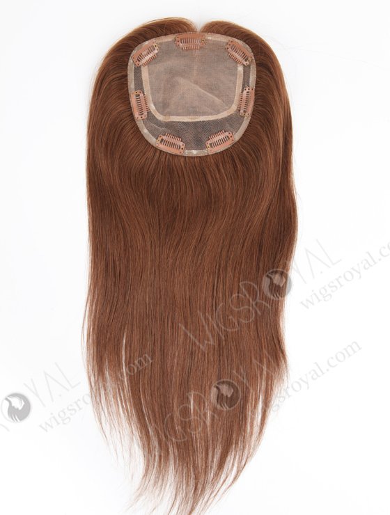 Golden Brown Highlight Color Silk Base Topper Clip In Hair Piece For Thinning Hair WR-TC-046-9504