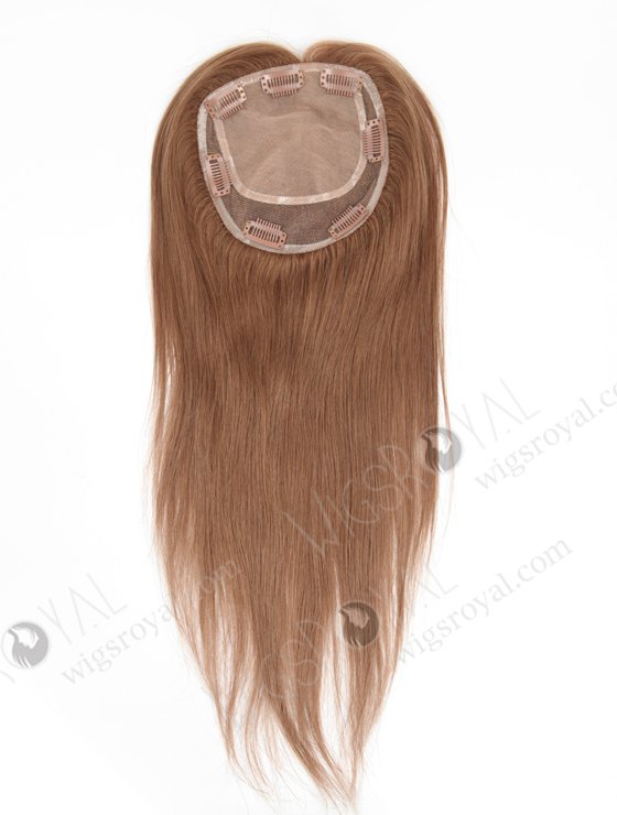 Top European Hair Topper Medium Brown Color Silk Base With Lace Clip In Hair pieces WR-TC-044-9492