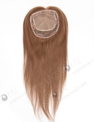 Top European Hair Topper Medium Brown Color Silk Base With Lace Clip In Hair pieces WR-TC-044