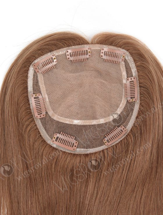 Top European Hair Topper Medium Brown Color Silk Base With Lace Clip In Hair pieces WR-TC-044-9493
