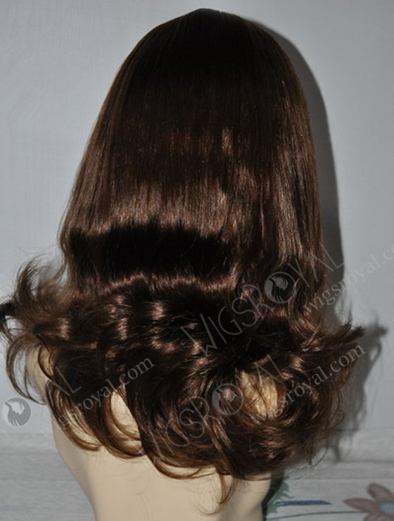 In Stock Chinese Virgin Hair 14" Straight with Big Curl at Tip Custom Color Jewish Wig JWC1409M-12618