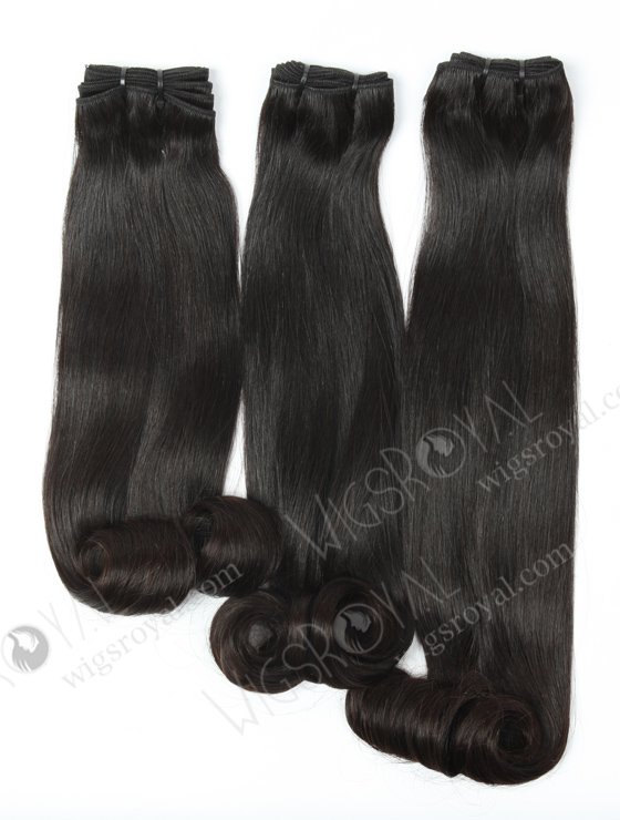 In Stock 7A Peruvian Virgin Hair 20" Double Drawn Straight with Roll Curl Tip Natural Color Machine Weft SM-669-13186