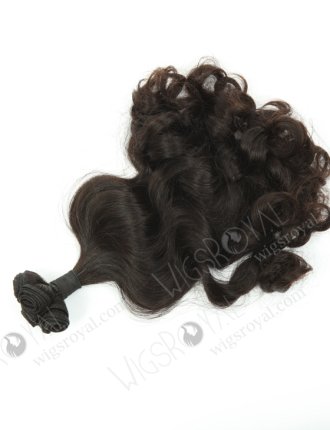 In Stock 7A Peruvian Virgin Hair 18" Double Drawn Wavy With Curl Tip Natural Color Machine Weft SM-677