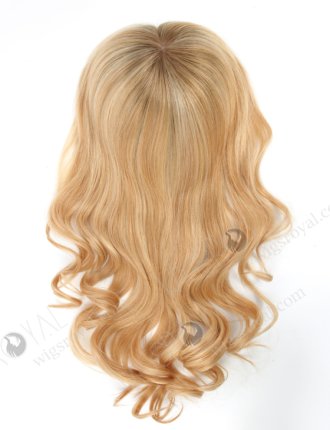 Blonde Wiglet Wavy Silk Top Open Weft Hair Toppers for Thinning Crown Large Base 7 inch by 8 inch Topper-067