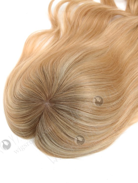 Blonde Wiglet Wavy Silk Top Open Weft Hair Toppers for Thinning Crown Large Base 7 inch by 8 inch Topper-067-13746