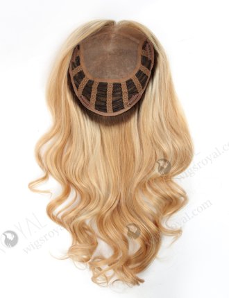 Blonde Wiglet Wavy Silk Top Open Weft Hair Toppers for Thinning Crown Large Base 7 inch by 8 inch Topper-067
