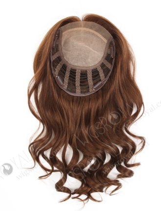 Luxury Wavy European Hair Topper for Thinning Crown 16" Medium Dark Brown Topper-061