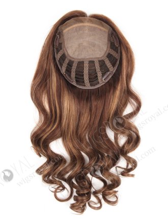 Affordable Brown Wavy Hair Toppers for Thinning Crown 18 Inch 7 by 8  Silk Top Open Weft Human Hair Topper-064