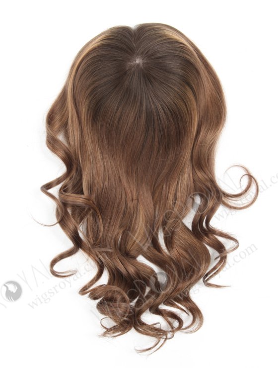 Premium Quality Silk Top Hidden Crown Human Hair Toppers | Beautiful Dark Roots Brown Virgin Hair Wiglet | Topper-066-13732