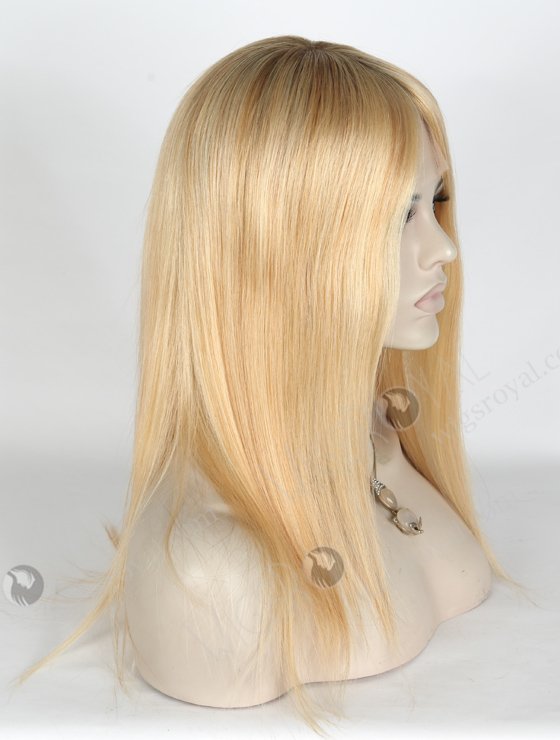 Good Quality European Virgin Hair Wigs Rooted Blonde Human Hair Wigs Caucasian | In Stock European Virgin Hair 14" Straight T9/24# with T9/18# Highlights Lace Front Silk Top Glueless Wig GLL-08021-13939