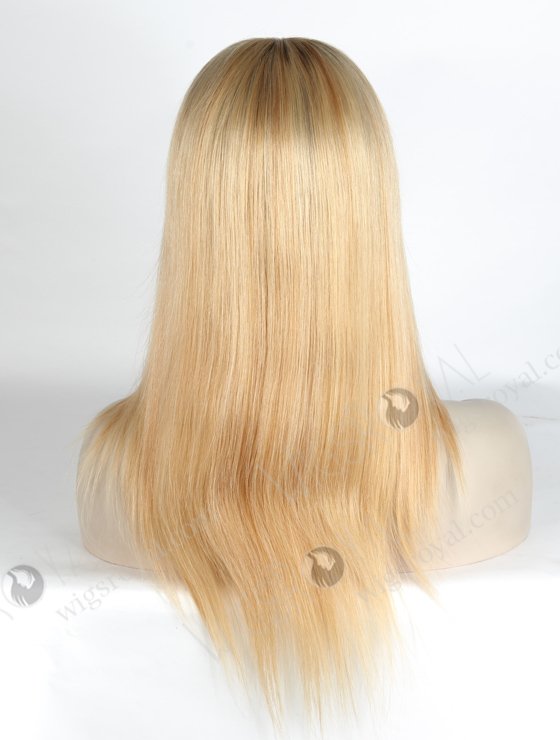 Good Quality European Virgin Hair Wigs Rooted Blonde Human Hair Wigs Caucasian | In Stock European Virgin Hair 14" Straight T9/24# with T9/18# Highlights Lace Front Silk Top Glueless Wig GLL-08021-13941