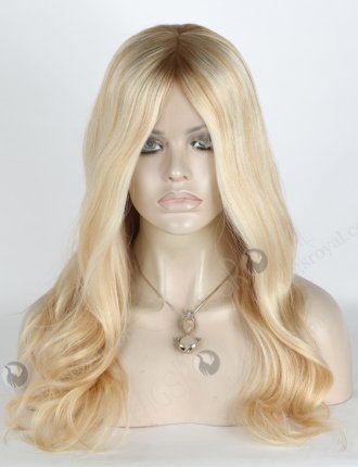 Best Human Hair Wigs 18 Inch Blonde Wavy Glueless Lace Front With Silk Top GLL-08019