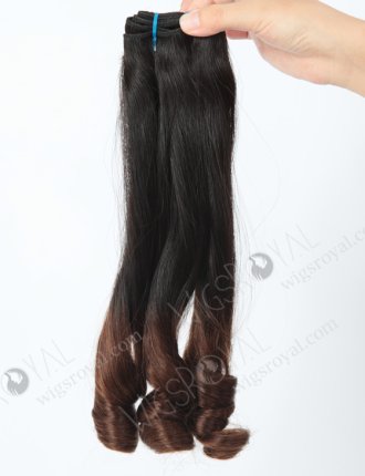 Top Quality Two Tone Color Peruvian Virgin Straight With Spiral Curl Tip Human Hair Wefts WR-MW-127