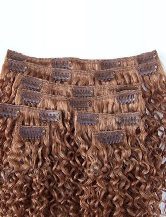 Hot Selling 7A Grade curly human hair clip in weft WR-CW-009