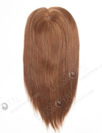 Clip On Seamless Silk Base Hair Topper 16 Inches Thick Ends Brown European Hair Topper-072