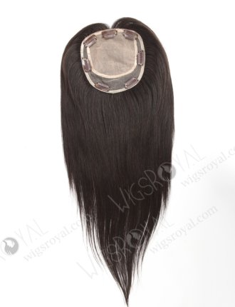 Female Luxury Human Hair Toppers for Thinning Hair 16" Natural Black Color Topper-014