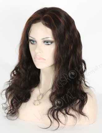 Lace Front Wigs With Highlights 16" Body Wave 1b/4# Highlighted Human Hair Wigs FLW-01293