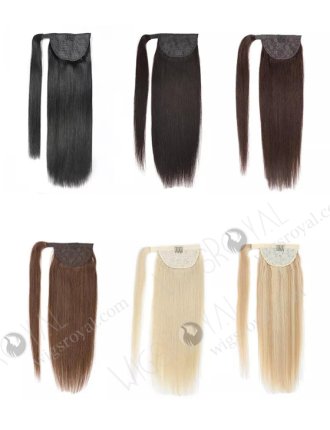 100% Human Raw Virgin Braided Drawstring Wrap Straight Ponytails Clip in Hair Extension WR-PT-001