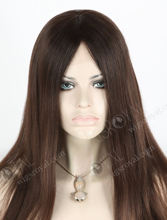In Stock European Virgin Hair 18" Natural Straight Natural Brown Color Lace Front Silk Top Glueless Wig GLL-08029-18017