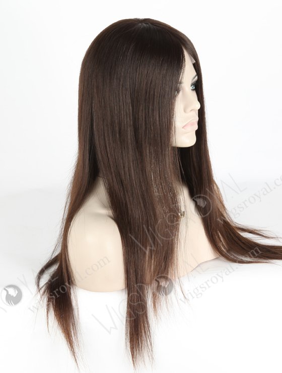 In Stock European Virgin Hair 18" Natural Straight Natural Brown Color Lace Front Silk Top Glueless Wig GLL-08029-18020