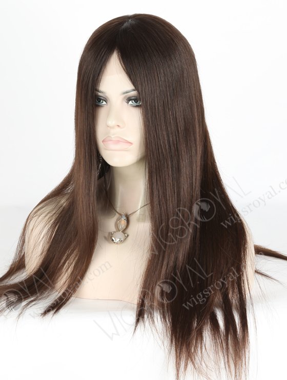 In Stock European Virgin Hair 18" Natural Straight Natural Brown Color Lace Front Silk Top Glueless Wig GLL-08029-18019