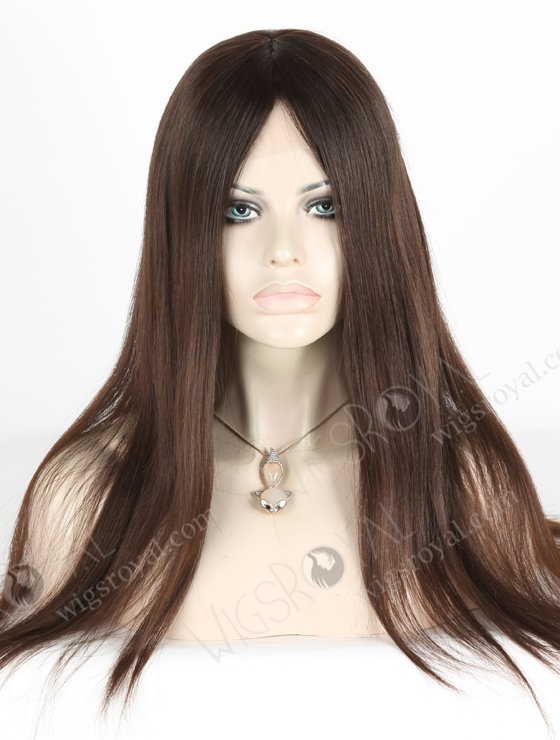 In Stock European Virgin Hair 18" Natural Straight Natural Brown Color Lace Front Silk Top Glueless Wig GLL-08029-18018