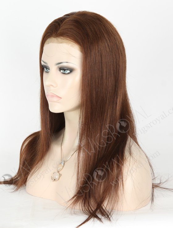 Pure Brown Color Chinese Virgin Silk Top Full Lace Wig With PU Around WR-ST-052-18198