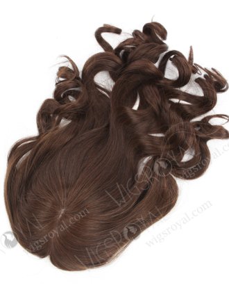 Dark Brown Wavy Hair Topper for Thinning Crown 16 Inch European Virgin Hair 7 x 7 Silk Top Wefted Volume Topper-019