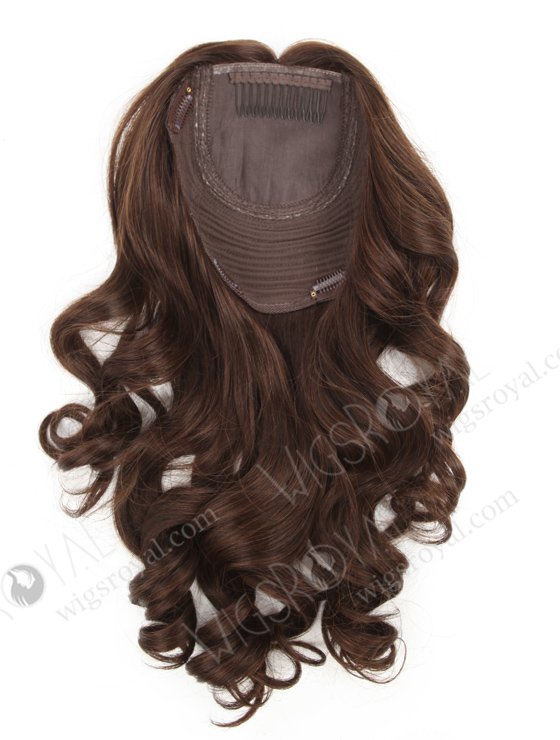 Dark Brown Wavy Hair Topper for Thinning Crown 16 Inch European Virgin Hair 7 x 7 Silk Top Wefted Volume Topper-019