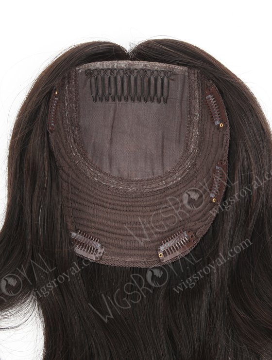 In Stock European Virgin Hair 18" Beach Wave Natural Color 7"×7" Silk Top Wefted Hair Topper-018-18420