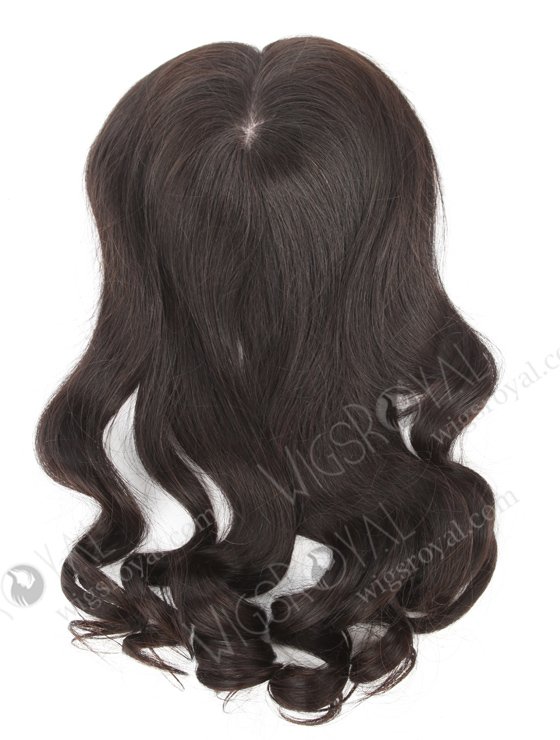 In Stock European Virgin Hair 18" Beach Wave Natural Color 7"×7" Silk Top Wefted Hair Topper-018-18421